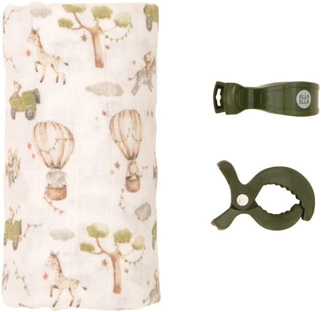 All4Ella Muslin & 2 Pram Peg Box Set - Monkey Carnival - Image 2